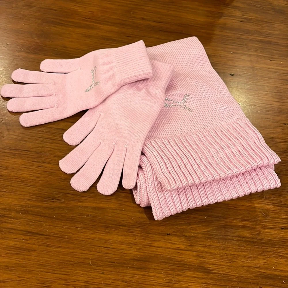 Puma Winter Gloves and Scarf Gift Set pink style “Diamond” new Women’s Small